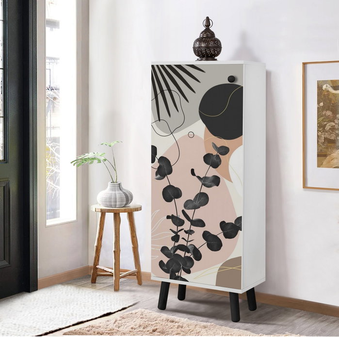Hanah Home SB 966 Zapatero Organizador Elegante Blanco y Negro 50x135x38cm